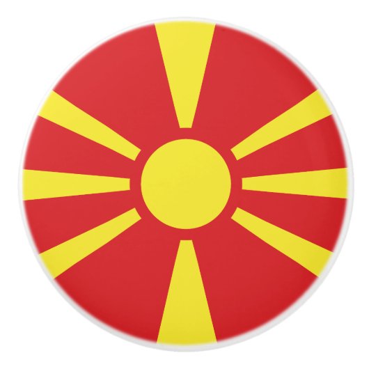 Vlag Noord-Macedonië Keramische Knop (Voorkant)