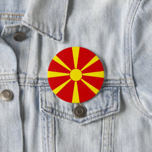 vlag Noord-Macedonië Ronde Button 7,6 Cm