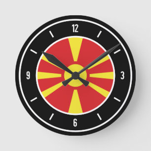 Vlag Noord-Macedonië Ronde Klok