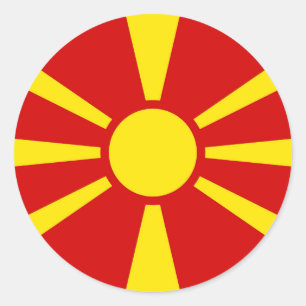 Vlag Noord-Macedonië Ronde Sticker