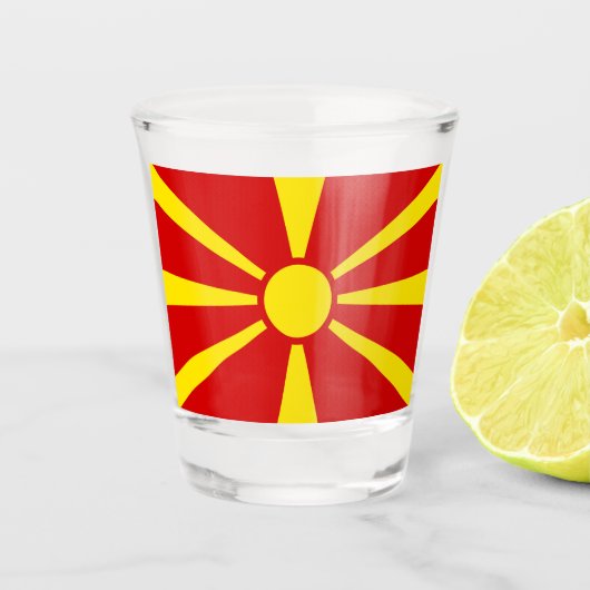 Vlag Noord-Macedonië Shot Glas (Voorkant)