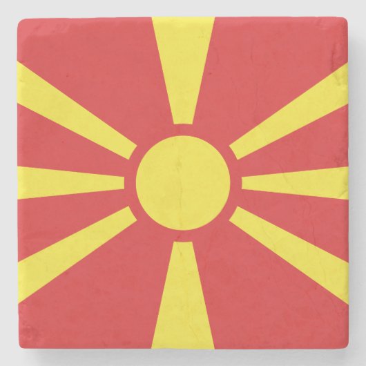 Vlag Noord-Macedonië Stenen Onderzetter (Voorkant)