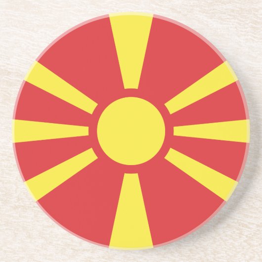 Vlag Noord-Macedonië Zandsteen Onderzetter (Voorkant)