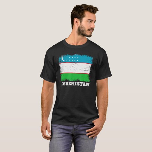 vlag Oezbekistan - Retro vlag Oezbekistan T-shirt (Voorkant volledig)