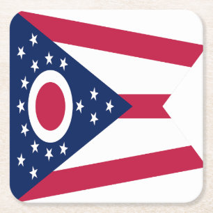 Vlag Ohio-staat Vierkante Kartonnen Onderzetter