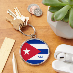 Vlag op Cuba met aangepast monogram Sleutelhanger