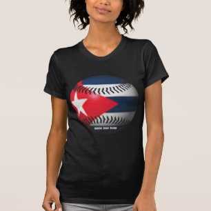 Vlag op Cuba op een honkbal T-shirt