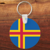 Vlag op de Ålandseilanden Sleutelhanger (Voorkant)