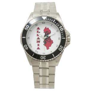 Vlag op de kaart van Albanië Horloge