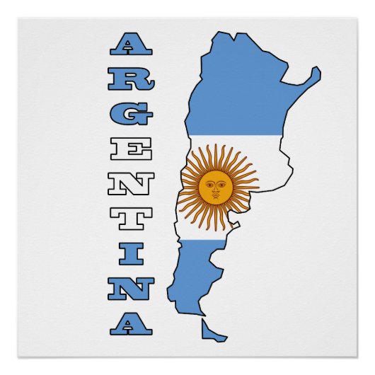 Vlag op de kaart van Argentinië Perfect Poster (Voorkant)