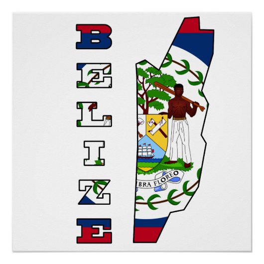 Vlag op de kaart van Belize Perfect Poster (Voorkant)