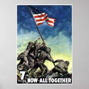 Vlag op Iwo Jima - grens Poster