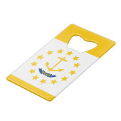 Vlag op Rhode Island - eiland Kredietkaart Flessenopener (Voorkant Gekanteld)