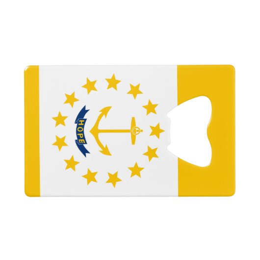 Vlag op Rhode Island - eiland Kredietkaart Flessenopener (Achterkant Horizontaal)