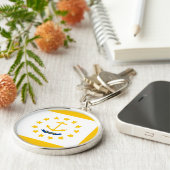 Vlag op Rhode Island - eiland Sleutelhanger (Zijkant)