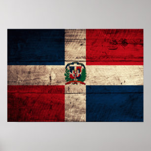 Vlag oude Wooden Dominicaanse Republiek Poster