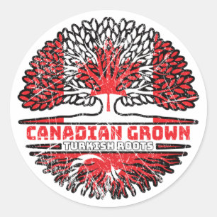 Vlag over de bomen in Turkije - Turks Canada Ronde Sticker