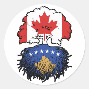 Vlag over Kosovo Kosovar Canada Tree Roots Ronde Sticker