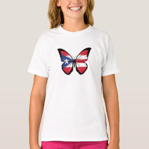 Vlag Puerto Rico Butterfly T-shirt