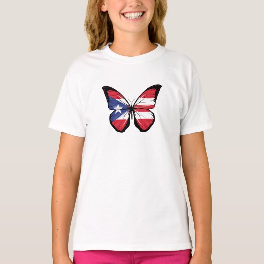 Vlag Puerto Rico Butterfly T-shirt (Voorkant)