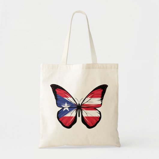 Vlag Puerto Rico Butterfly Tote Bag (Voorkant)