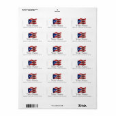 Vlag Puerto Rico Waving Etiket (Full Sheet)