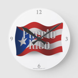 Vlag Puerto Rico Waving Ronde Klok