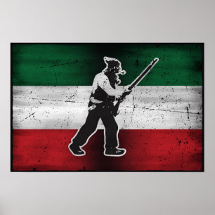 Vlag Quebec Oude Patriote Henri Julien geërodeerd Poster