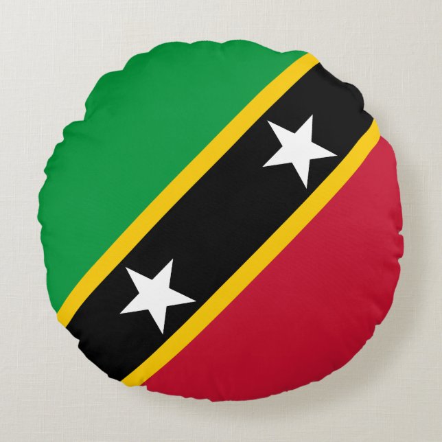 Vlag Saint Kitts en Nevis Rond Kussen (Voorkant)