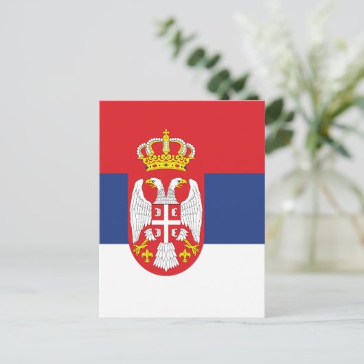 vlag Servië Briefkaart (Staand voorkant)
