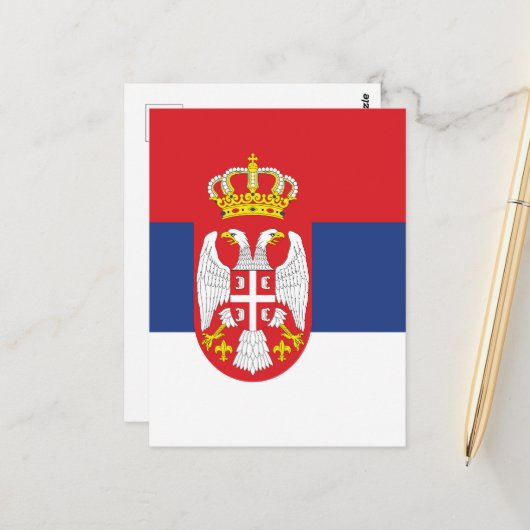 vlag Servië Briefkaart (Voorkant / Achterkant in situ)