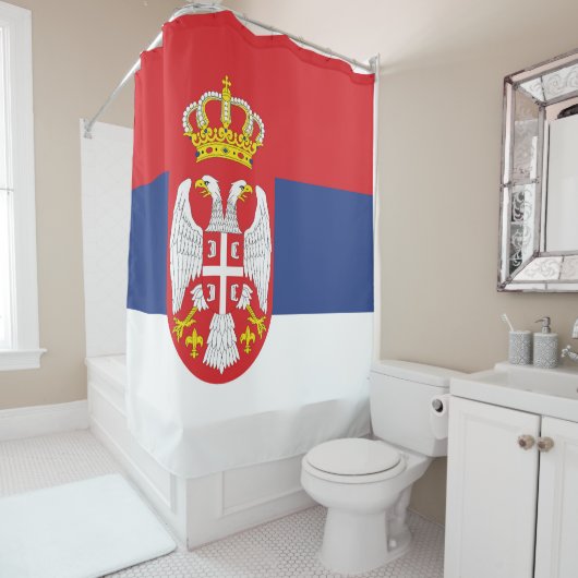 vlag Servië Douchegordijn (In situ)