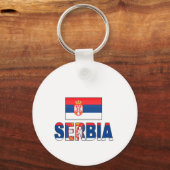 vlag Servië Sleutelhanger (Voorkant)