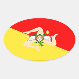 vlag Sicilië (Italië) Ovale Sticker