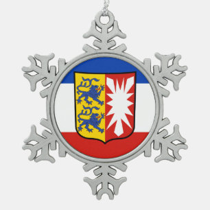 Vlag Sleeswijk-Holstein Sneeuwvlok Tin Christmas Ornament