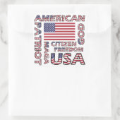 Vlag tekst American Patriotic Vierkante Sticker (Tas)