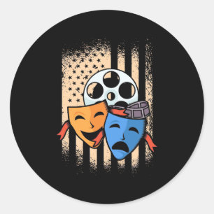Vlag theater Actor America Ronde Sticker