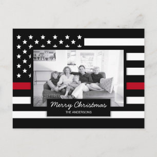 Vlag Thin Red Line American Flag Photo Feestdagenkaart