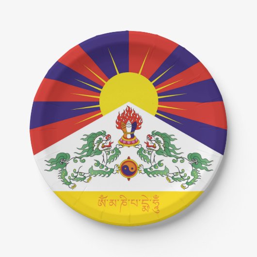vlag Tibet en sneeuwballingen, mantra- de Himalaya Papieren Bordje (Voorkant)