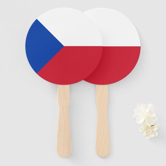 vlag Tsjechië Handwaaier (Voorkant en achterkant)