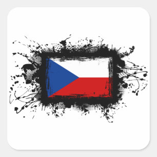 vlag Tsjechië Vierkante Sticker