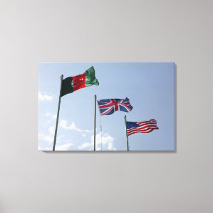 Vlag tussen de Afghaanse en de Amerikaanse vlag Canvas Afdruk