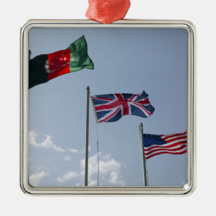 Vlag tussen de Afghaanse en de Amerikaanse vlag Metalen Ornament