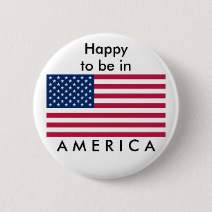 VLAG USA, Blij om in AMERIKA te zijn Ronde Button 5,7 Cm