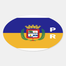 Vlag van Aguadilla, Puerto Rico Ovale Sticker