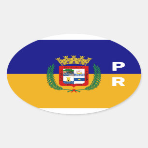 Vlag van Aguadilla, Puerto Rico Ovale Sticker