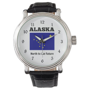 Vlag van Alaska met de staatsmotto Watch Horloge