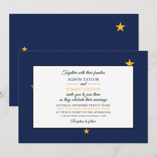 Vlag van Alaska, Vlag van Alaska Wedding Kaart (Voorkant / Achterkant)