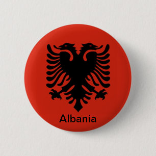 vlag van Albanië Ronde Button 5,7 Cm