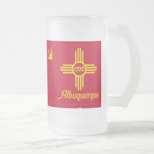 Vlag van Albuquerque, New Mexico Frosted Glass Bee Matglas Bierpul
